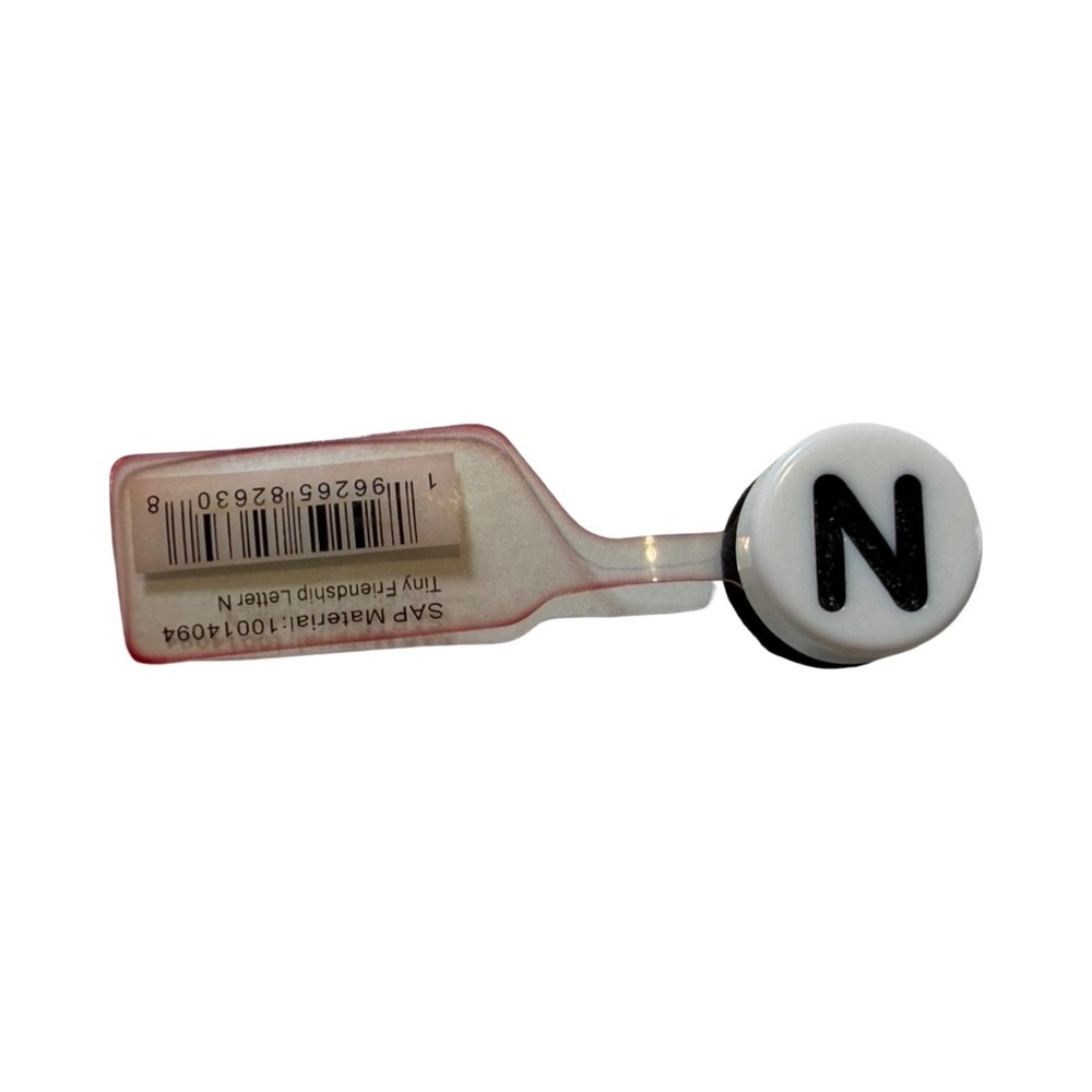 Crocs Jibbitz Tiny Friendship Letter N Shoe Charm White Black 10014094 NEW